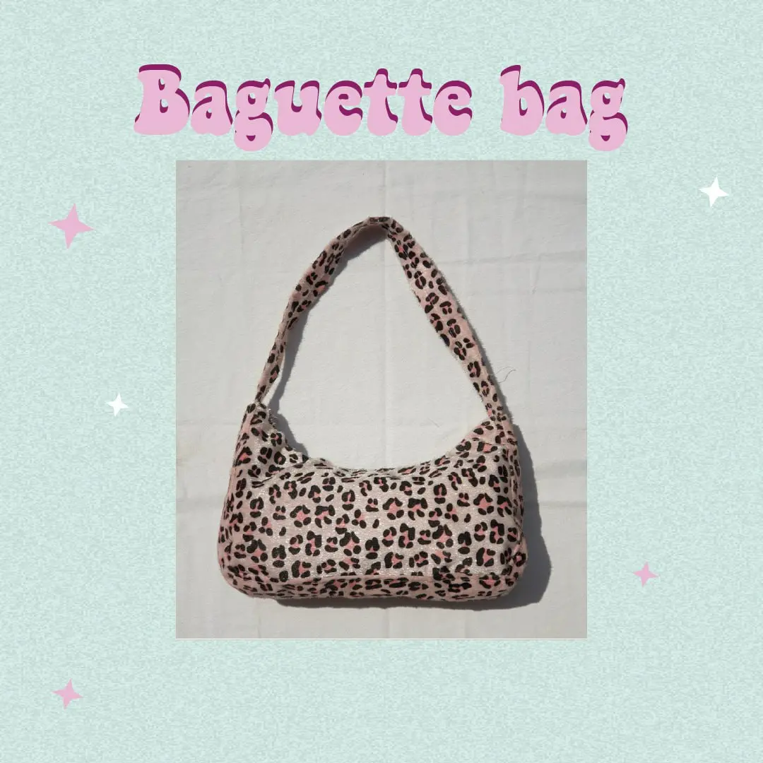 pink leopard baguette bag