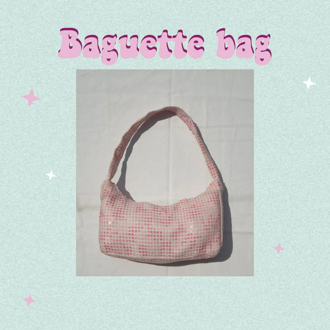 pink gingham baguette bag