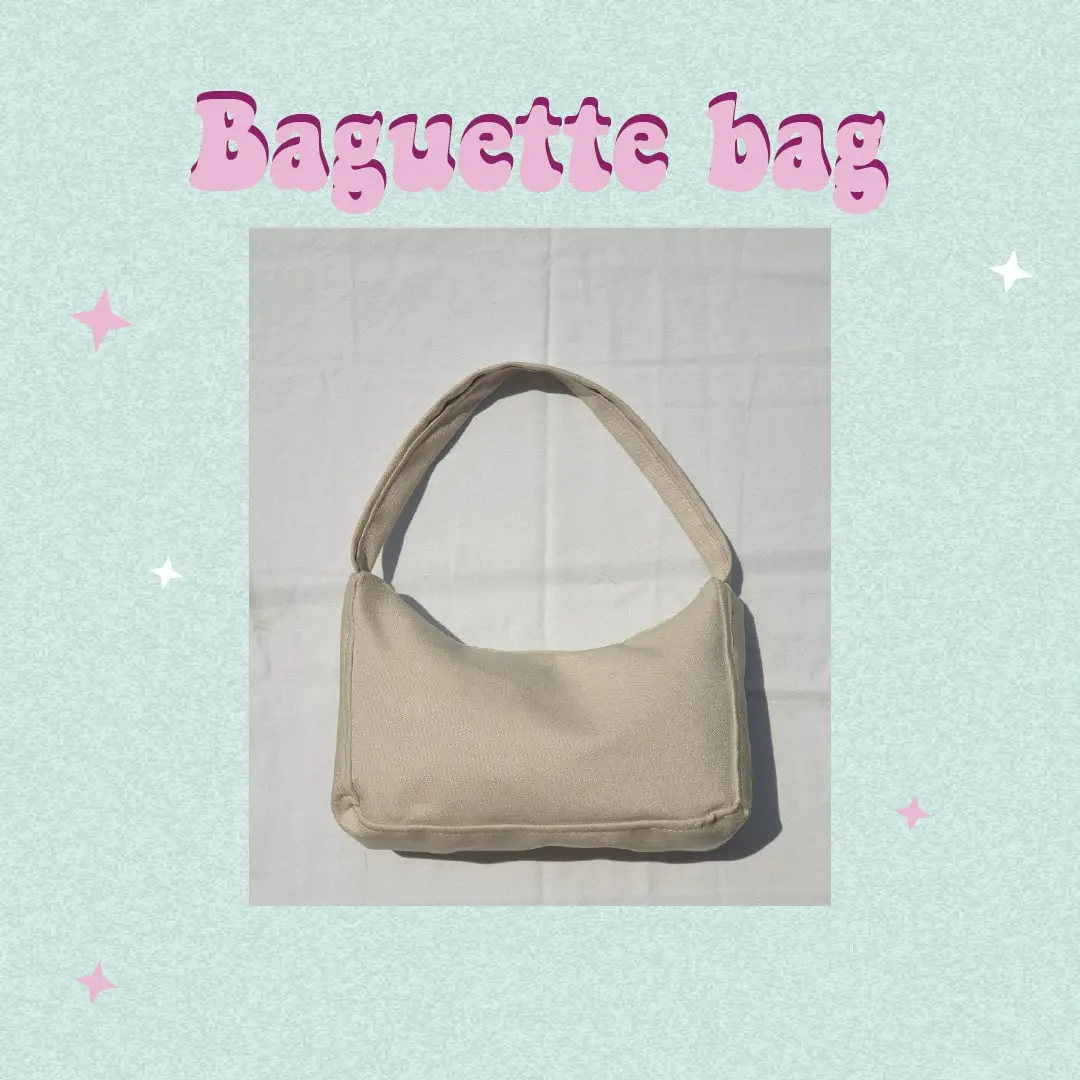 plain cream baguette bag