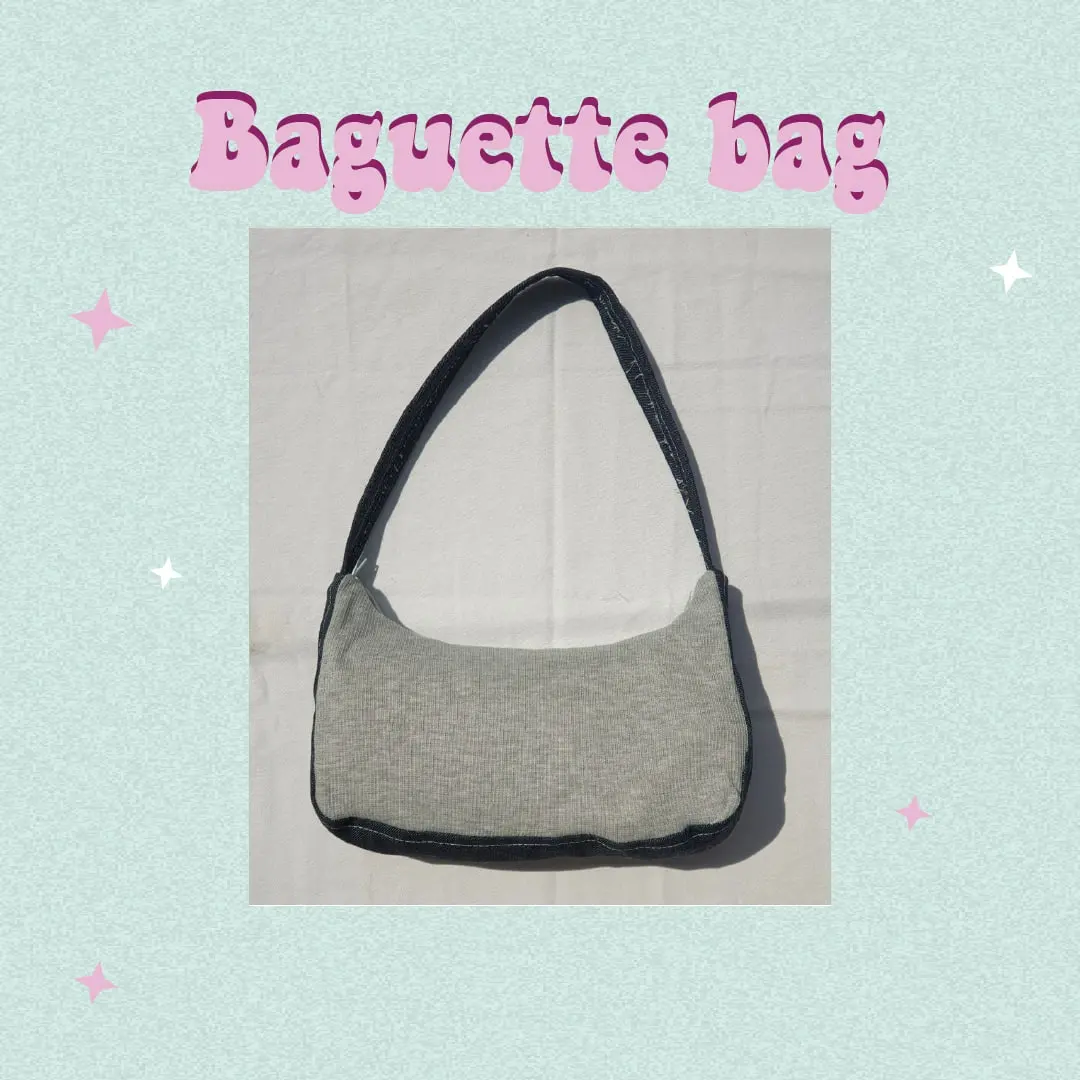 grey knit baguette bag